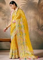 Munga Silk Yellow Wedding Wear Weaving Saree